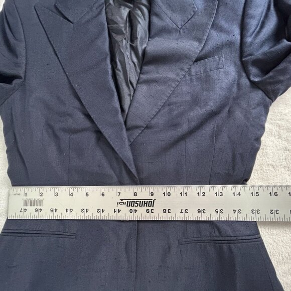 Ralph Lauren Purple Label Womens Blazer 4 100% Silk Navy Career Made In USA - Picture 8 of 10